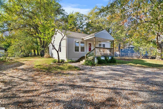 view of front facade featuring covered porch