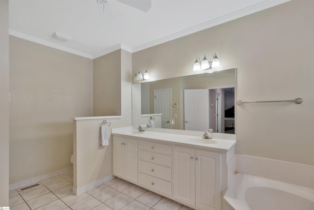 124 Bradley Park, Anderson, SC 29621 - bathroom with ornamental molding, tile patterned flooring, double vanity, a garden tub, and toilet