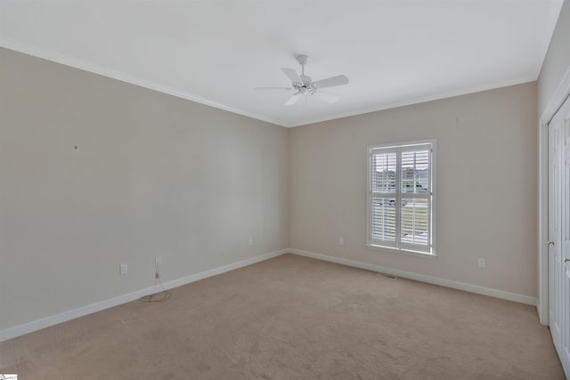 124 Bradley Park, Anderson, SC 29621 - spare room with ceiling fan, ornamental molding, light colored carpet, and baseboards