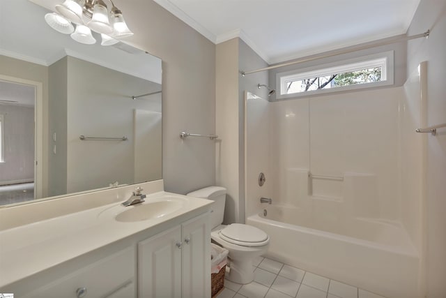 124 Bradley Park, Anderson, SC 29621 - full bathroom featuring toilet, tile patterned floors, vanity, crown molding, and bathing tub / shower combination