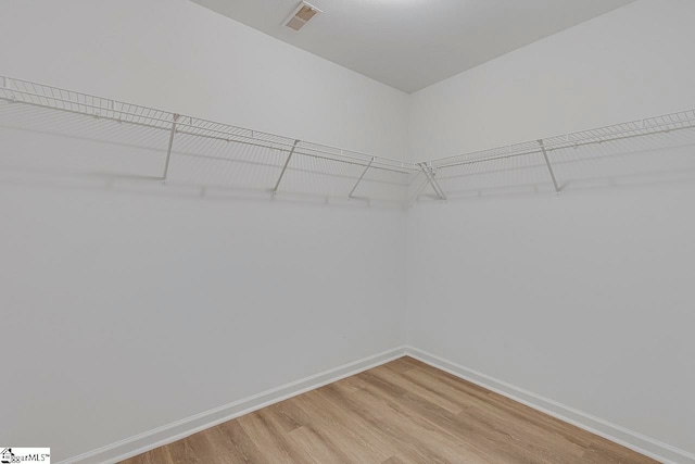 walk in closet with wood-type flooring