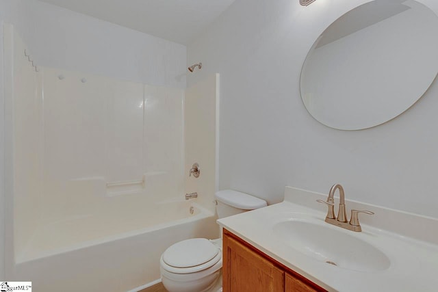 full bathroom with vanity, shower / bathtub combination, and toilet