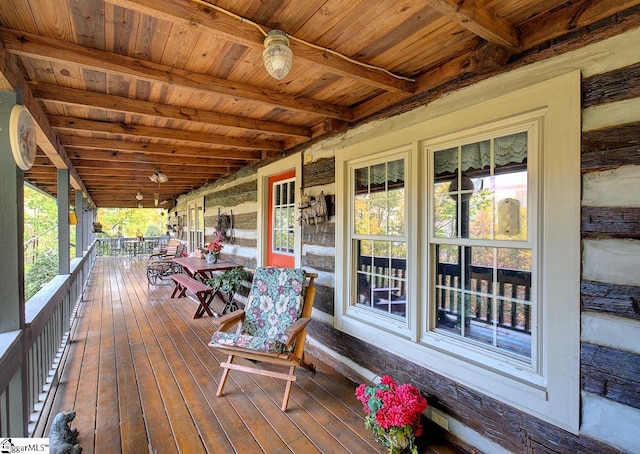 wooden deck featuring covered porch