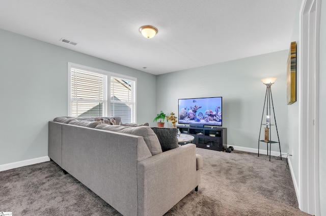 living room with carpet flooring