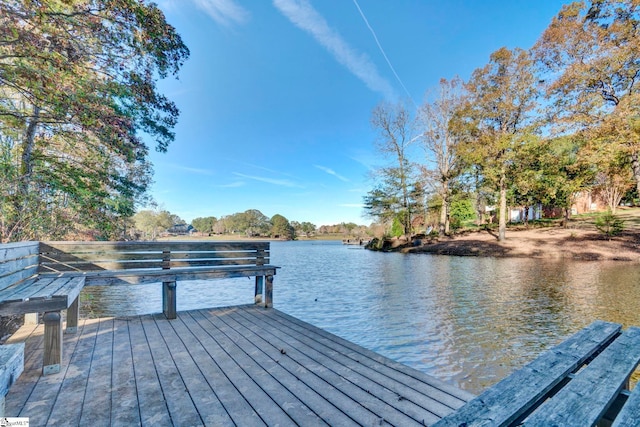 dock area featuring a water view