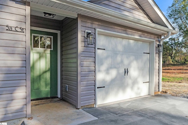 exterior space featuring a garage