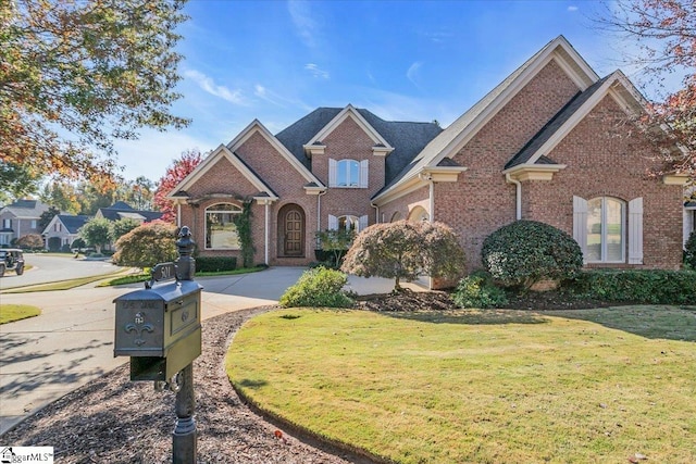 view of front of property featuring a front lawn