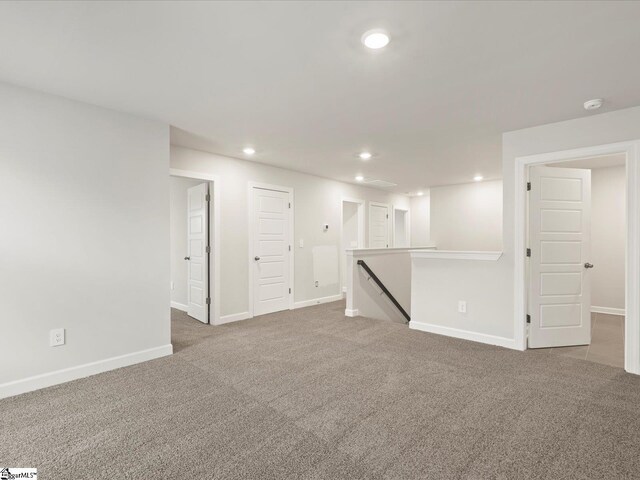 basement with carpet flooring