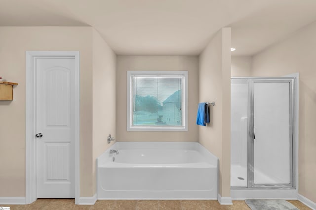 bathroom with plus walk in shower