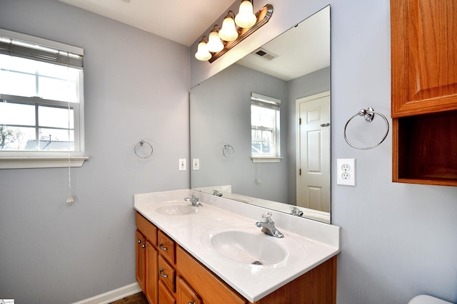 bathroom featuring vanity and a wealth of natural light