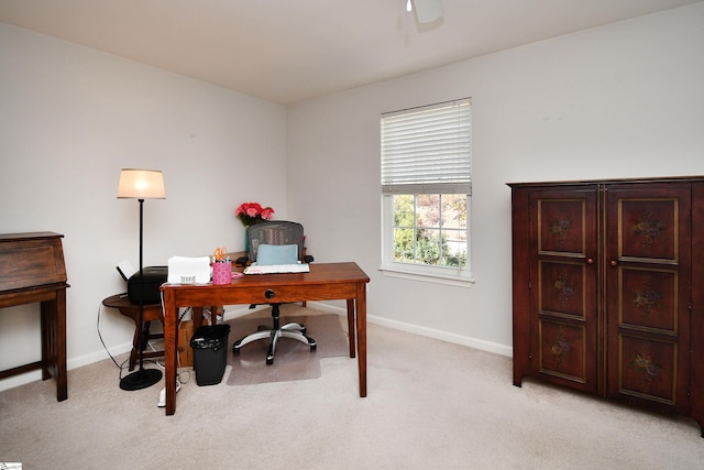 view of carpeted office space