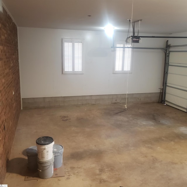 garage with a garage door opener