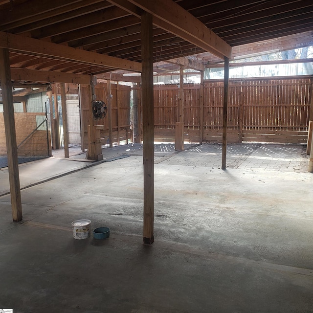 view of patio featuring an outbuilding