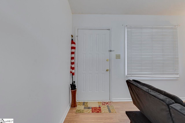 foyer with light hardwood / wood-style floors