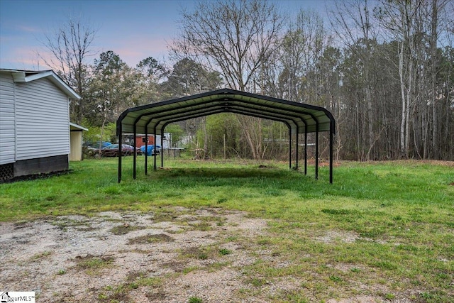 parking at dusk with a carport