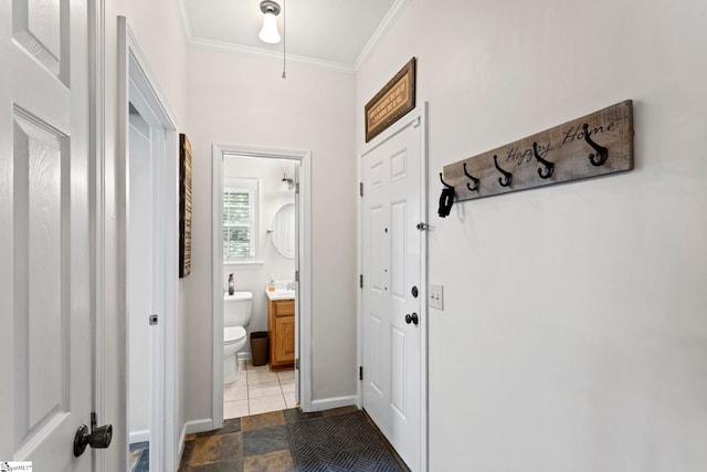 interior space featuring crown molding