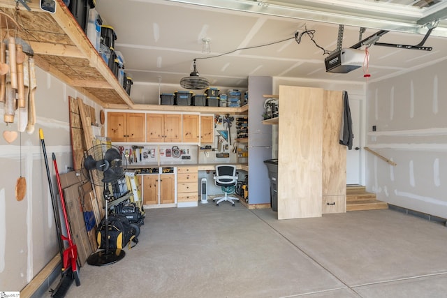 garage with a garage door opener