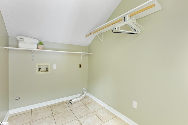 laundry room featuring washer hookup, gas dryer hookup, hookup for an electric dryer, and light tile patterned flooring