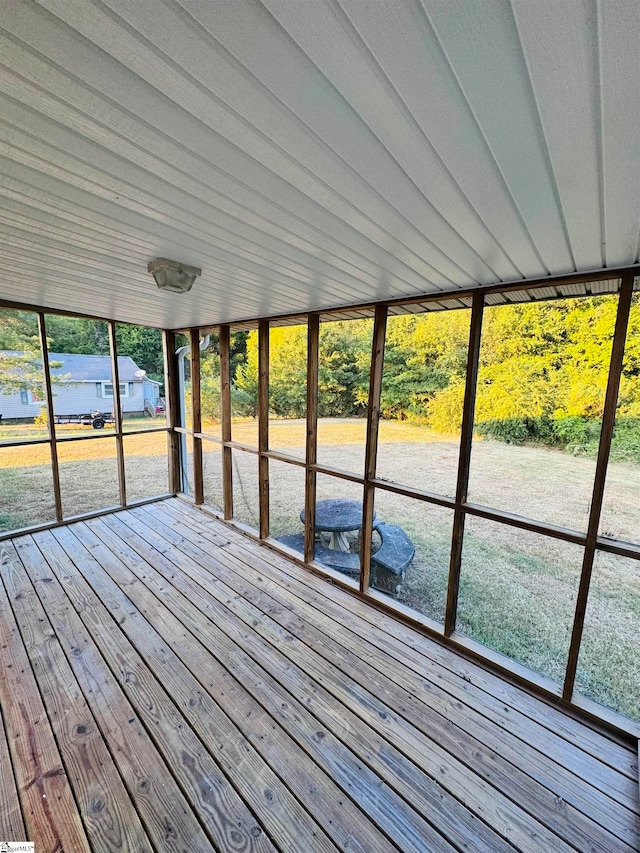 view of unfurnished sunroom