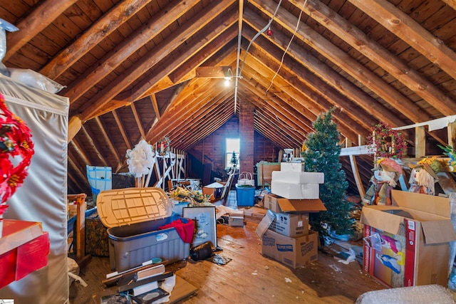 view of unfinished attic