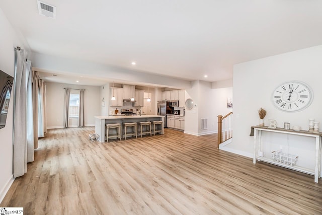 unfurnished living room featuring light hardwood / wood-style floors