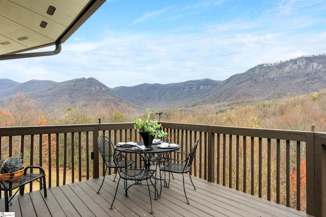 deck featuring a mountain view