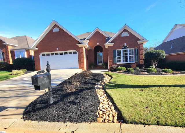 view of front of home featuring a garage and a front yard