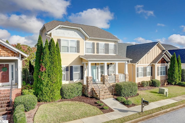 craftsman-style house with covered porch