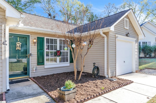 exterior space featuring a garage