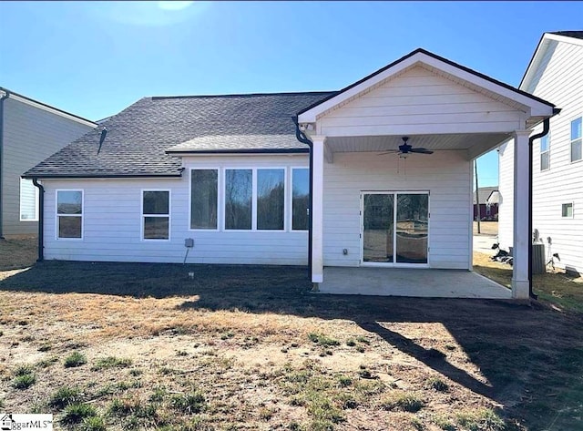 back of house featuring ceiling fan and a patio