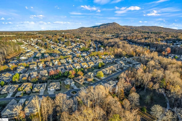 birds eye view of property featuring a mountain view