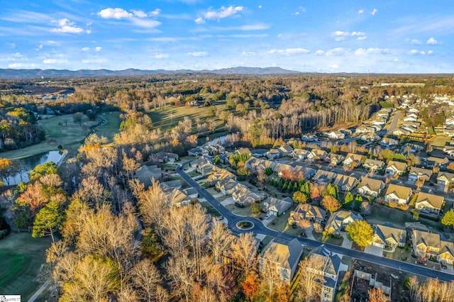 bird's eye view with a mountain view