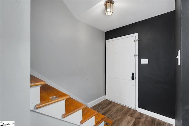 foyer entrance with dark wood-type flooring