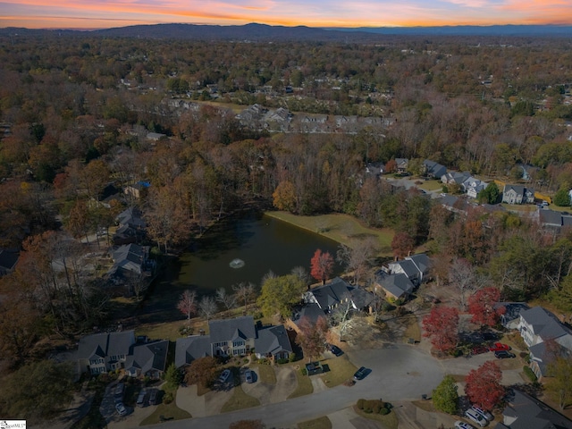 view of aerial view at dusk