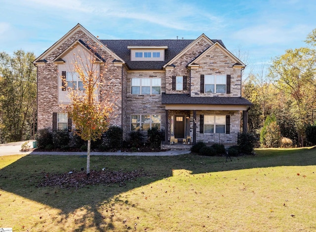 view of front of house featuring a front lawn and a porch