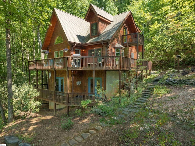 back of house with french doors