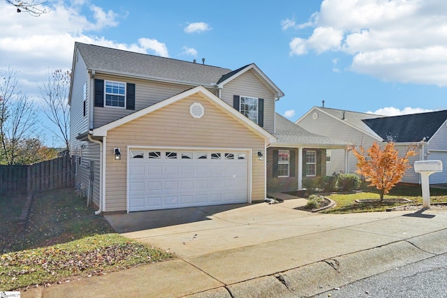 front facade with a garage