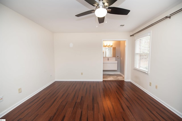 164 Buckstone Ln, Spartanburg, SC 29307 - unfurnished bedroom featuring wood finished floors, ceiling fan, and ensuite bath