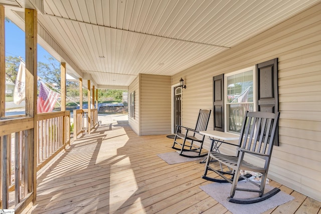 deck with covered porch