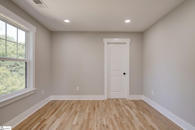 unfurnished room featuring light wood-type flooring and a wealth of natural light