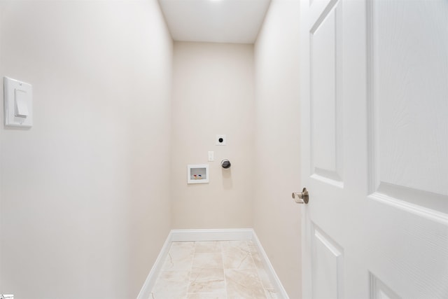 clothes washing area with hookup for an electric dryer and hookup for a washing machine