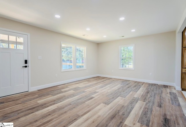 foyer with light wood-type flooring and plenty of natural light