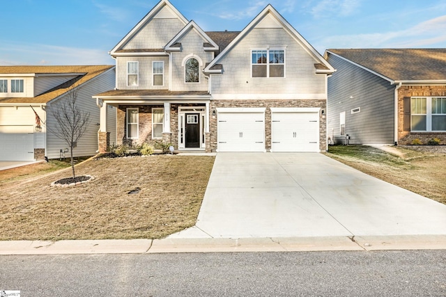 craftsman-style home with a garage