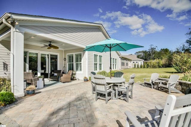 view of patio / terrace featuring ceiling fan