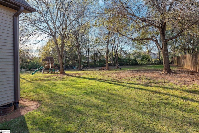 view of yard with a playground