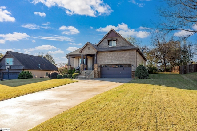 craftsman-style home featuring a front yard