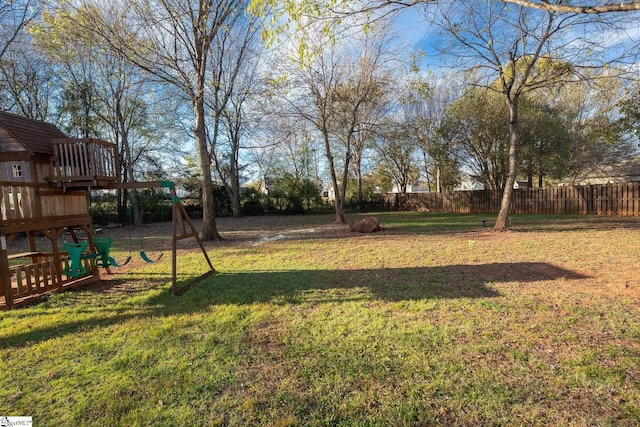 view of yard with a playground