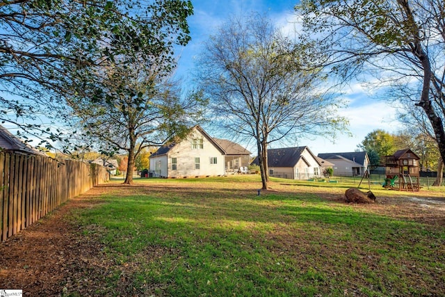 view of yard with a playground