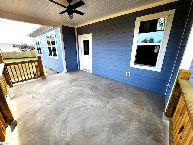 view of patio / terrace featuring ceiling fan