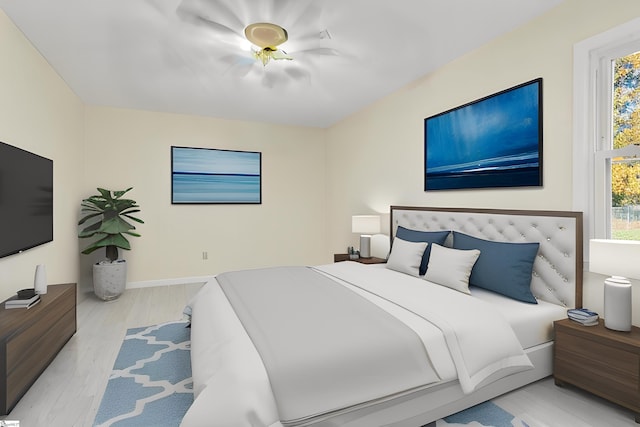 bedroom featuring light wood-type flooring